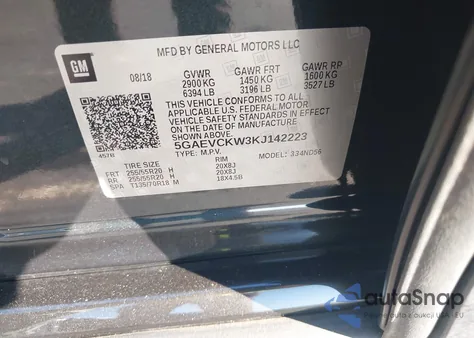 2019 Buick Enclave Awd Avenir from USA, damaged, VIN 5GAEVCKW3KJ142223